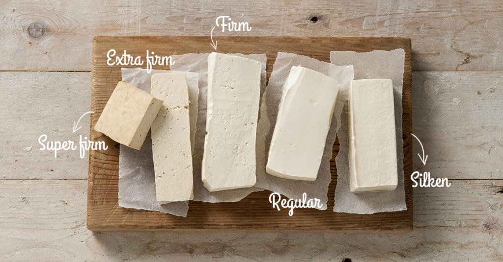 Pictured above are different types of tofu. For soups, I usually use soft tofu since it has a more subtle, delicate flavor. Photo from Tofupedia.com.